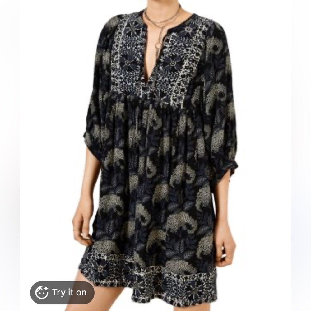 Ba&Sh Bash Womens Gaia Dress Blue Paisley Sz L Boho Peasant Western Party Beachy